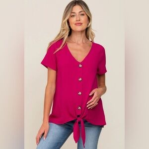 New Pink Blush Maternity button tie front maternity top size medium.